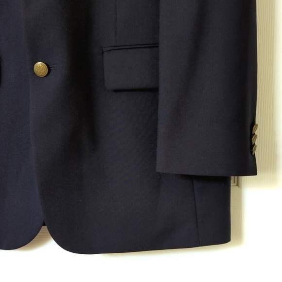 Oscar de la Renta Classic 100% Wool Preppy Blazer Jacket Dark Navy Blue 40L - Picture 11 of 14